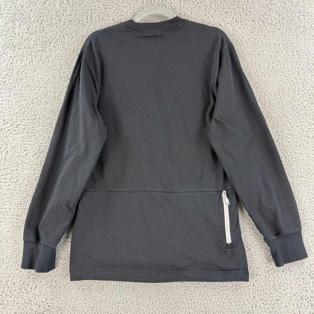 Nike Long Sleeve Shirt Mens Small Black Embroidered Logo Split Hem Crewneck - Picture 12 of 15